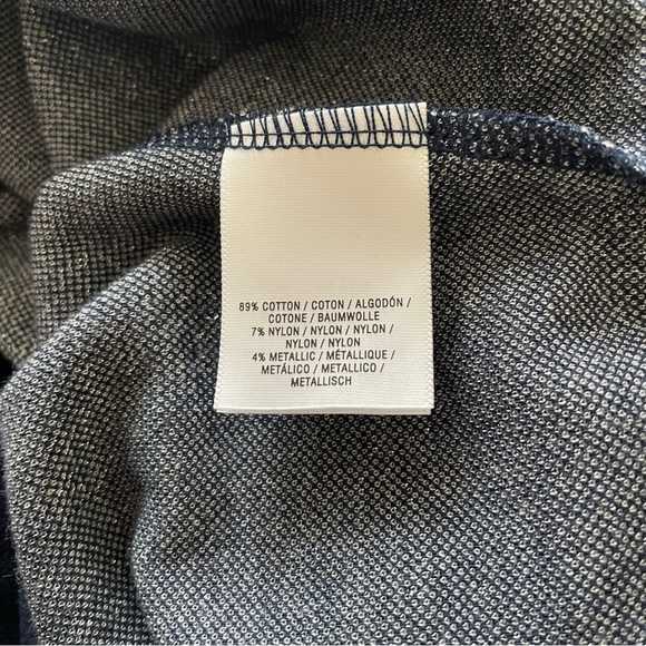 Anthropologie Postmark Polka Dot Blue Metallic Cropped Pullover Dolman Sweater L - Picture 10 of 12